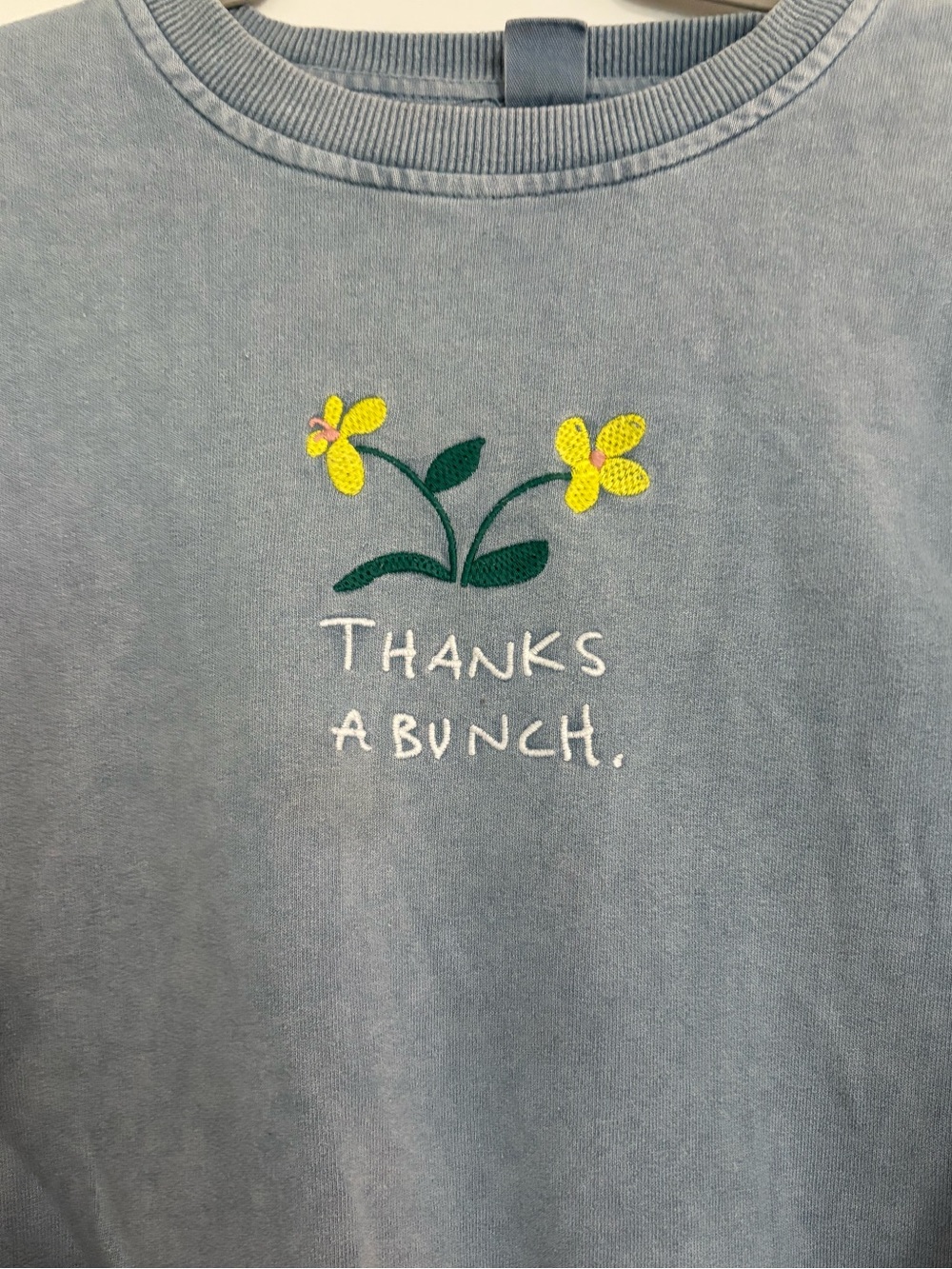 Blue Floral 'Thanks a Bunch' Crewneck Sweater - Picture 2 of 3